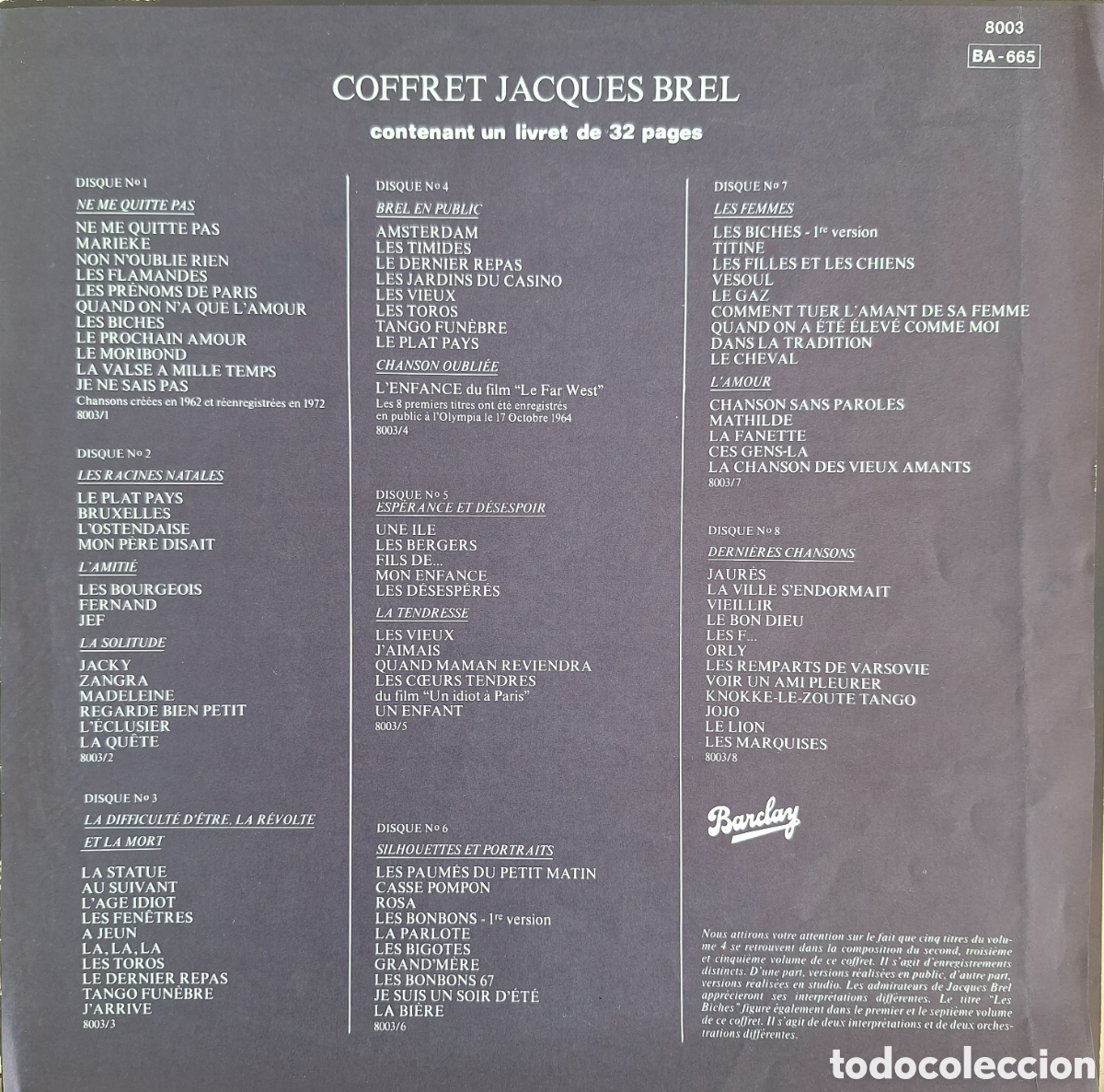 Discos de vinilo: Caja Jacquel Brel. Barclay - Foto 4