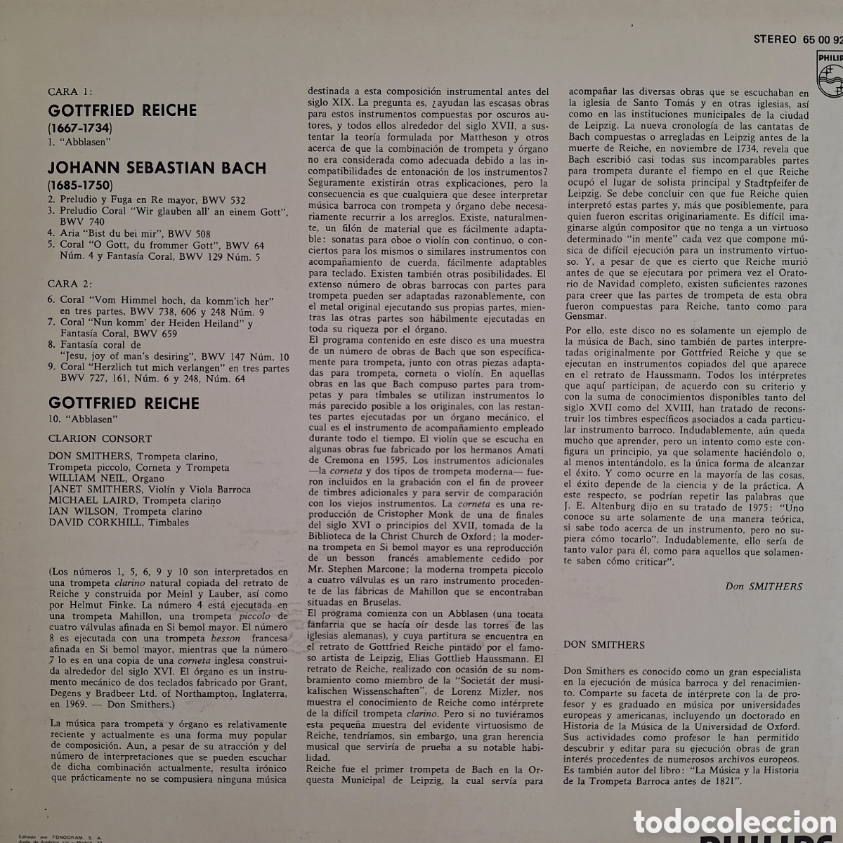Discos de vinilo: Bachs Trumpet. Don Smithers - Foto 2