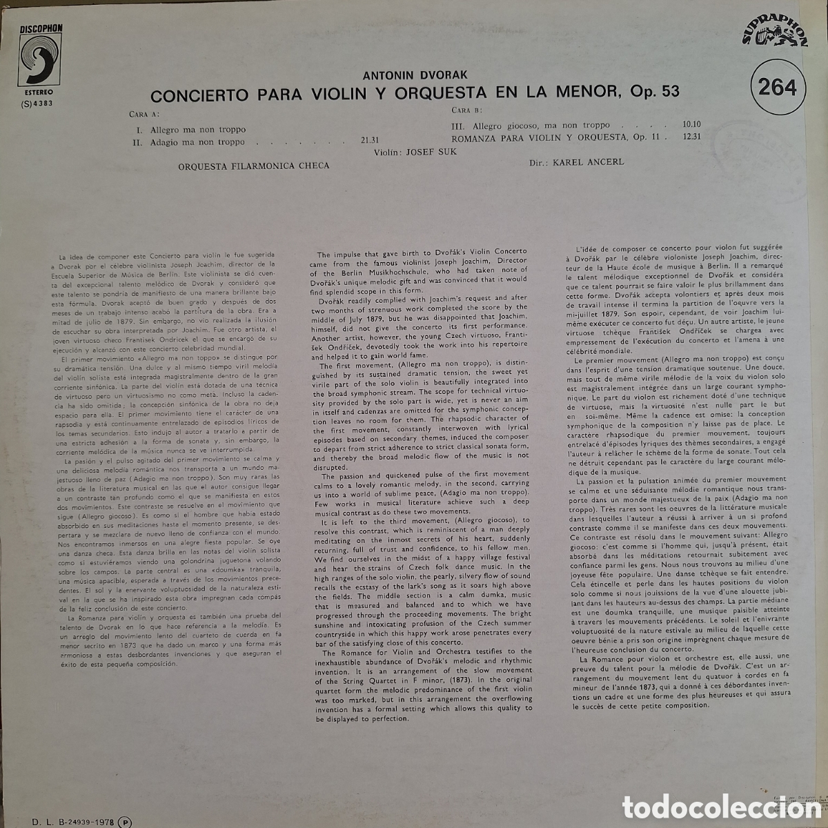 Discos de vinilo: Dvoř&aacute;k. Concierto para viol&iacute;n y orquesta. - Foto 2