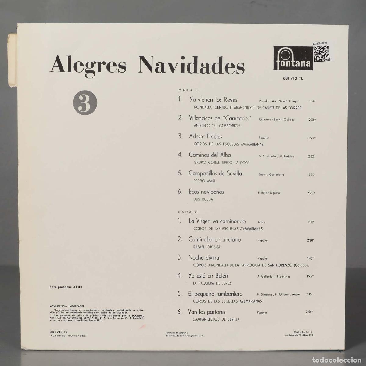 Discos de vinilo: LP. ALEGRES NAVIDADES - Foto 2