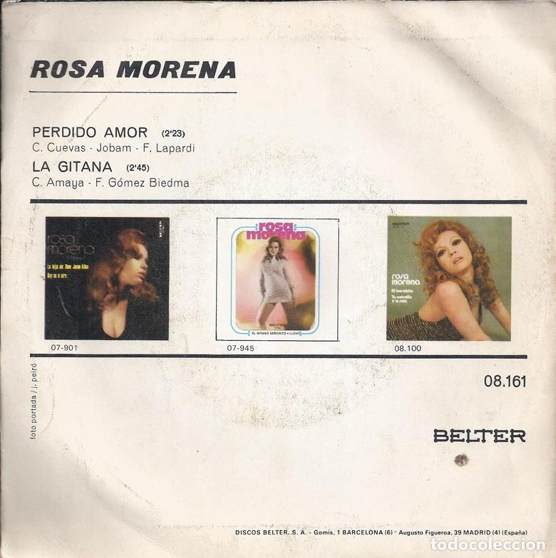 Discos de vinilo: ROSA MORENA &middot;&middot;&middot; Perdido Amor / La Gitana - (Single) - Foto 2