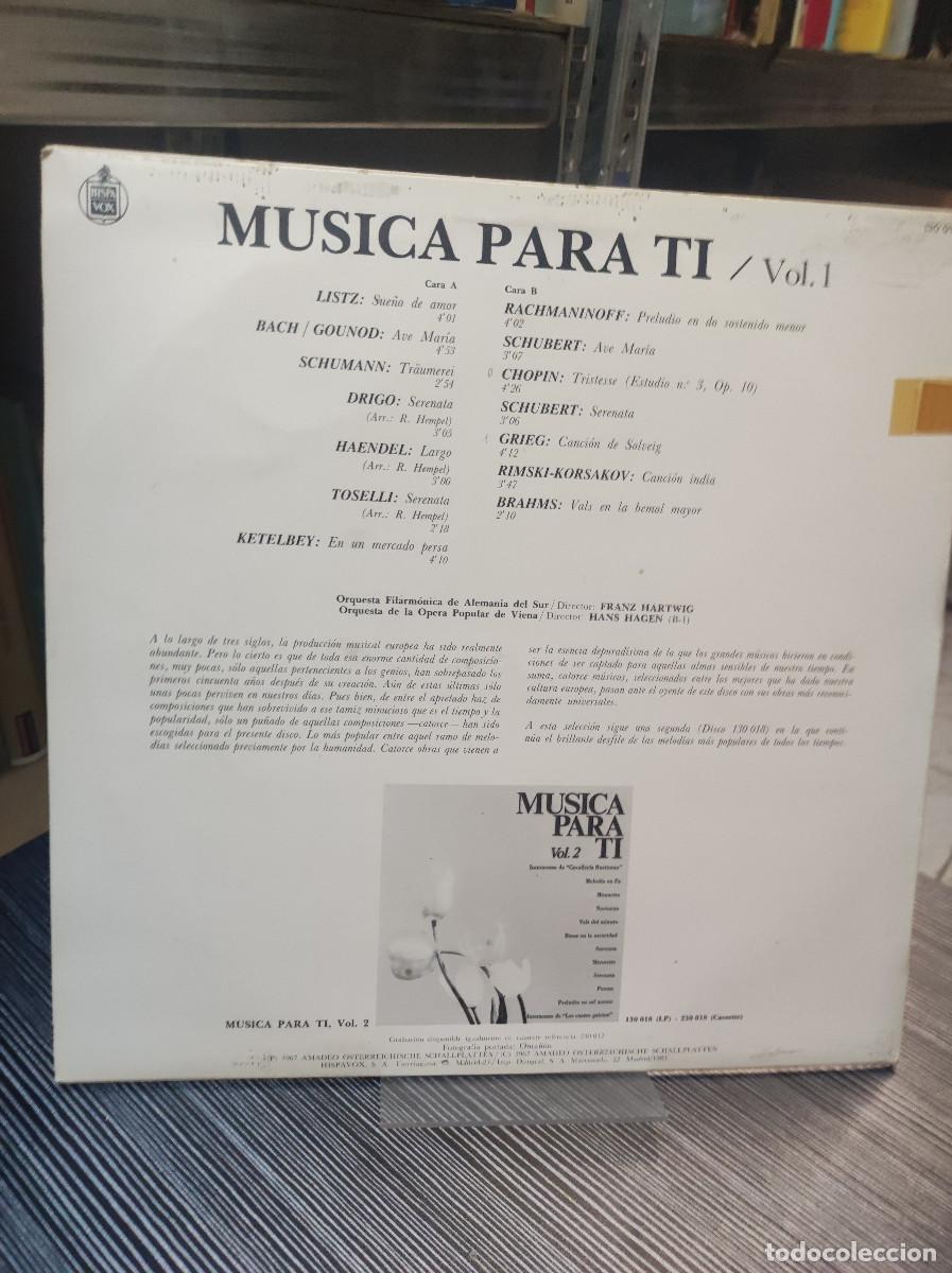 Discos de vinilo: MUSICA PARA TI VOL 1 - Foto 2
