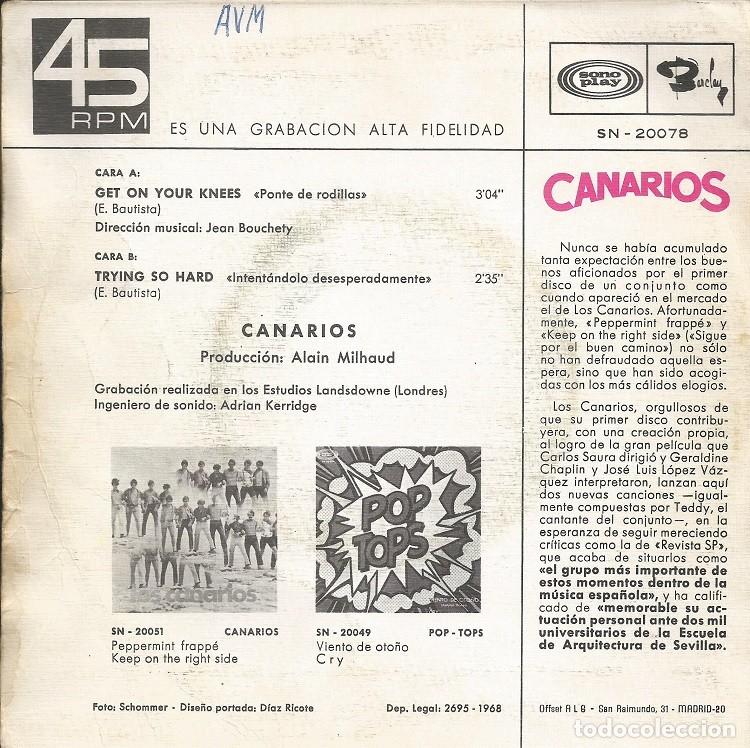 Discos de vinilo: CANARIOS &middot;&middot;&middot; Get On Your Knees / Trying So Hard - (Single) - Foto 2