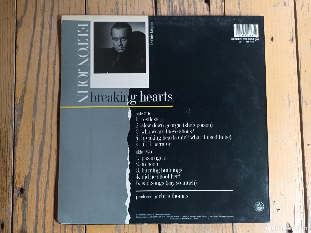 Discos de vinilo: Breaking hearts, Elton John, disco (vinilo,LP) - Foto 3
