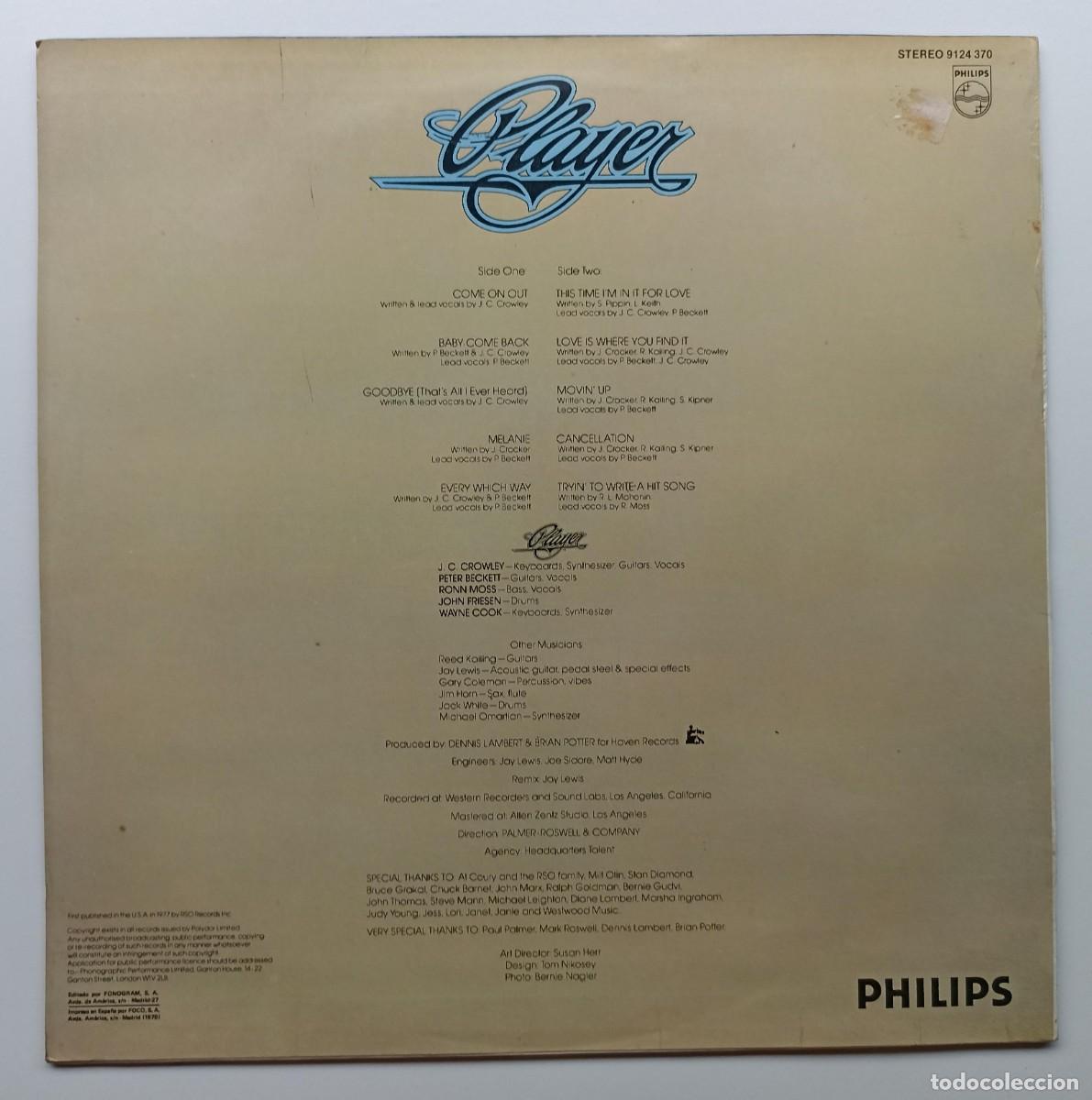 Discos de vinilo: Player, Player, disco (vinilo,LP) - Foto 3