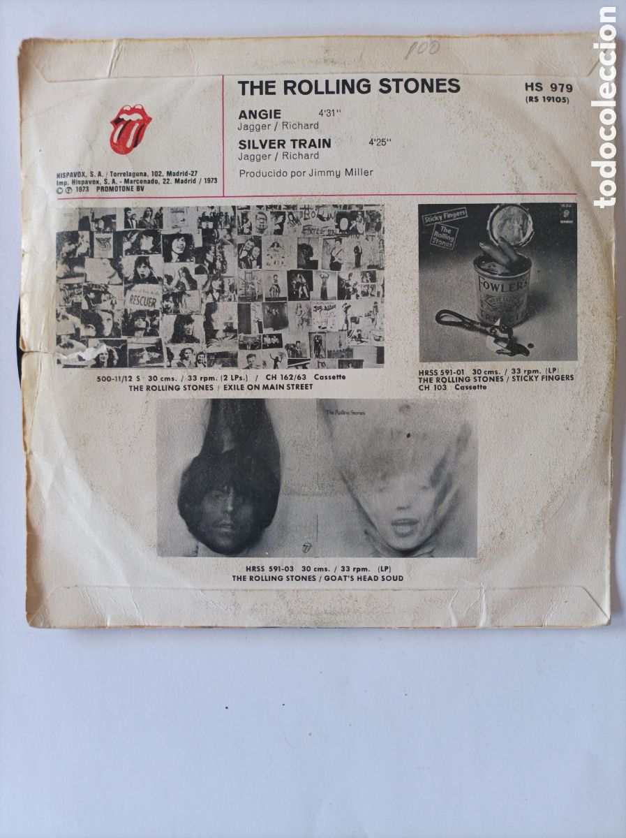 Discos de vinilo: THE ROLLING STONES. ANGIE. 1973. SINGLE DISCO VINILO. - Foto 2