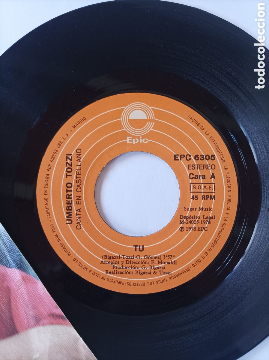 Discos de vinilo: UMBERTO TOZZI. TU. SINGLE DISCO VINILO. - Foto 3
