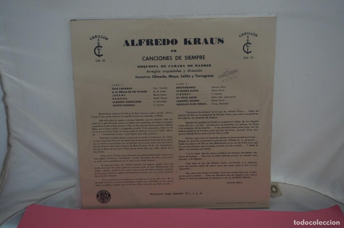 Discos de vinilo: VINILO LP - ALFREDO KRAUS - CANCIONES DE SIEMPRE - Foto 3