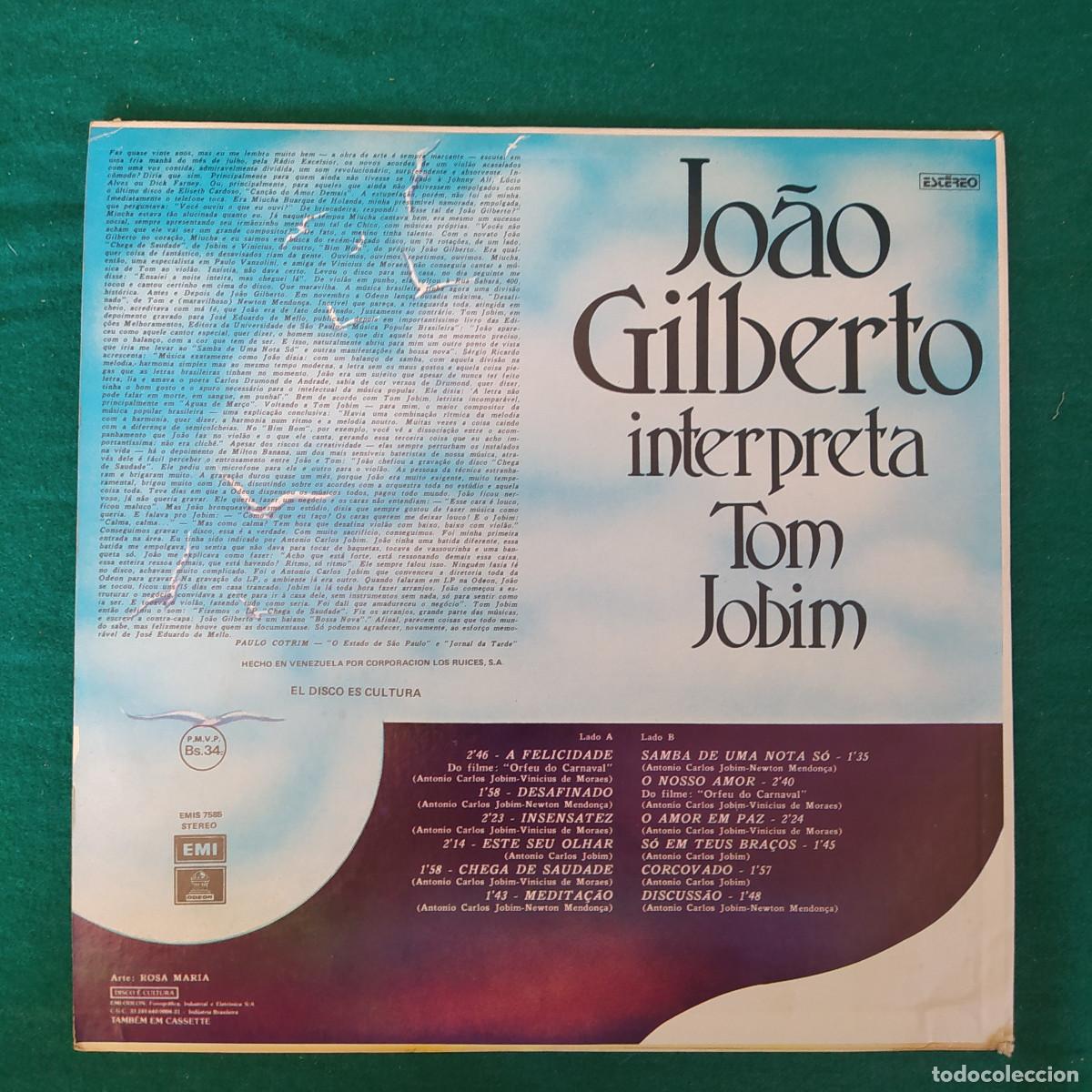 Discos de vinilo: Jo&atilde;o Gilberto &ndash; Interpreta Tom Jobim - Foto 2
