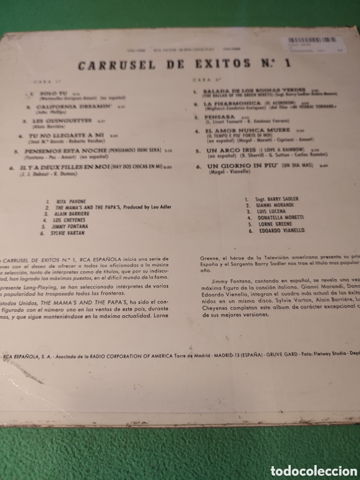 Discos de vinilo: Carrusel de &eacute;xitos N-1- Varios 1966 - Foto 2