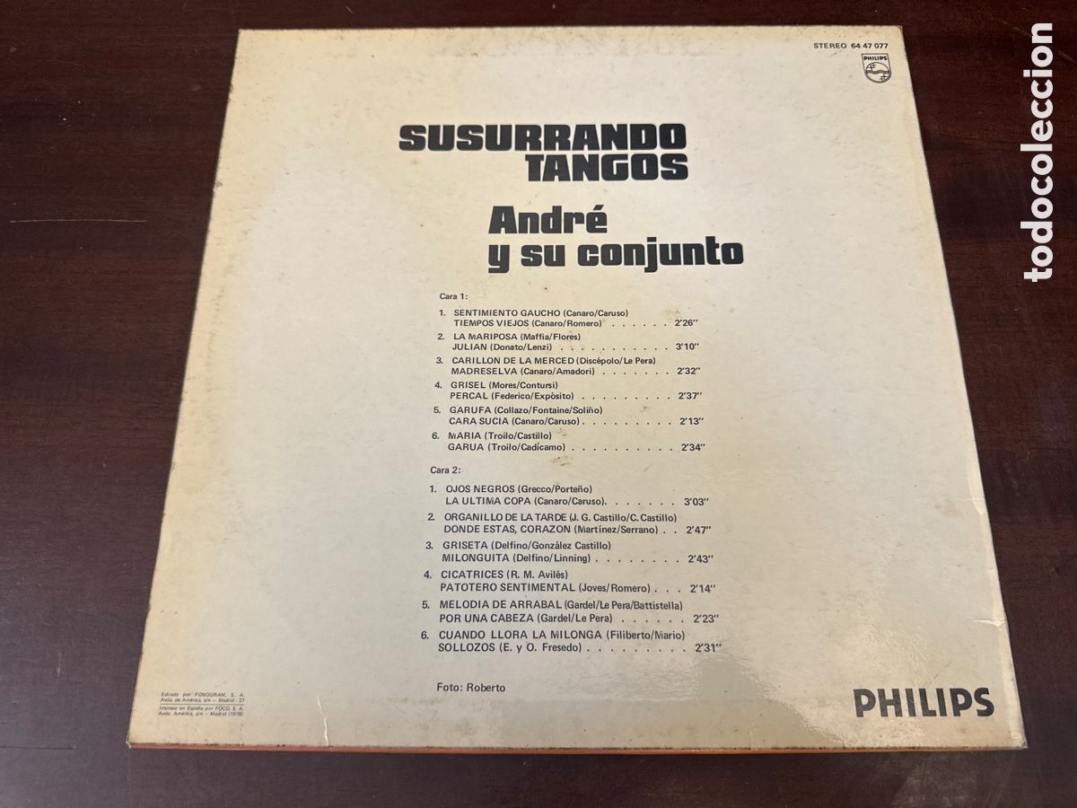 Discos de vinilo: LP - ANDRE Y SU CONJUNTO - SUSURRANDO TANGOS - Foto 2