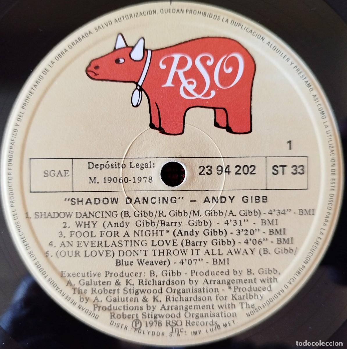 Discos de vinilo: ANDY GIBB ** Shadow Dancing ** VINILO LP 1978 - Foto 3