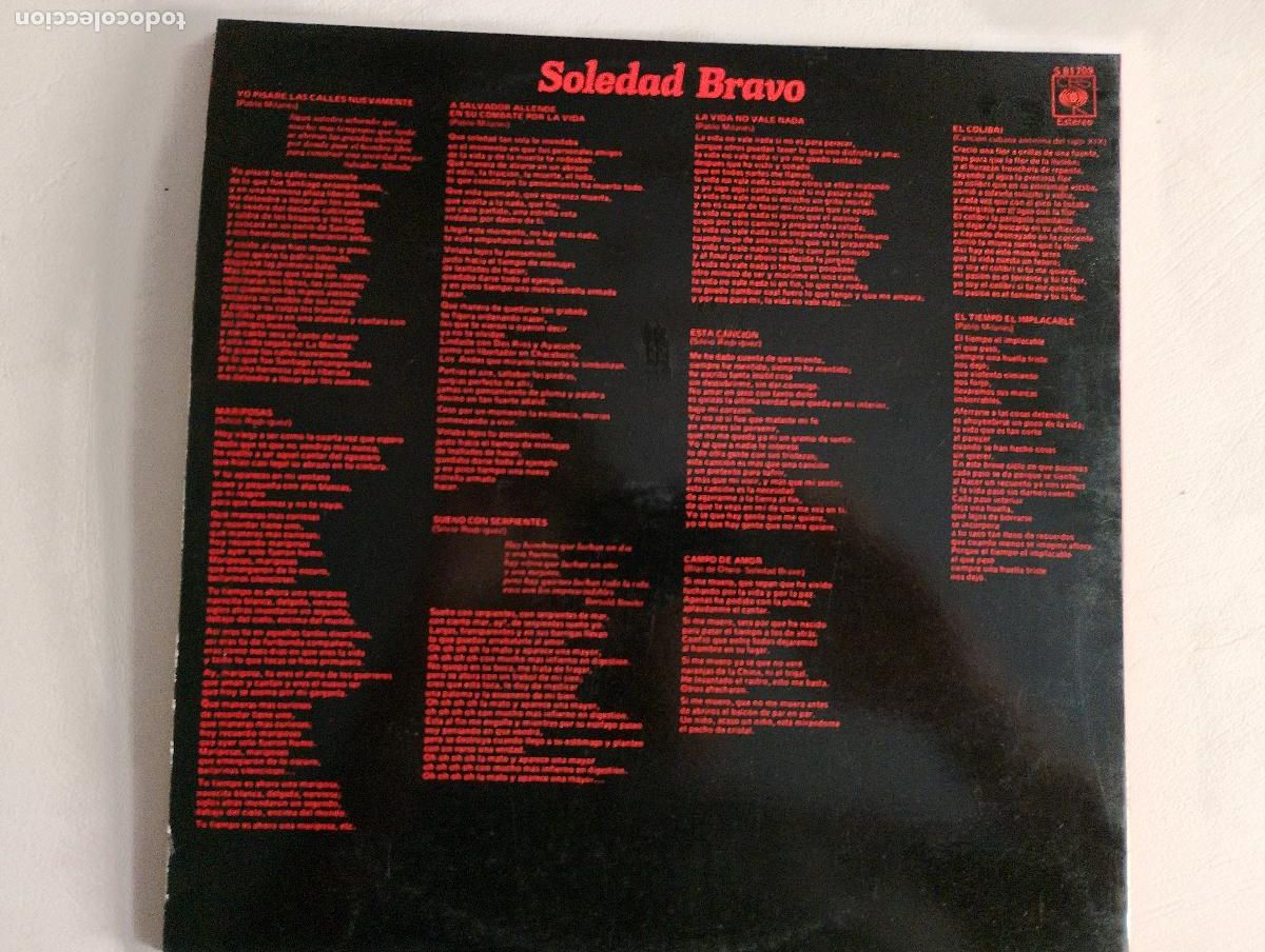 Discos de vinilo: Soledad Bravo &lrm;&ndash; Soledad Bravo ed espa&ntilde;ola 1976 - Foto 4