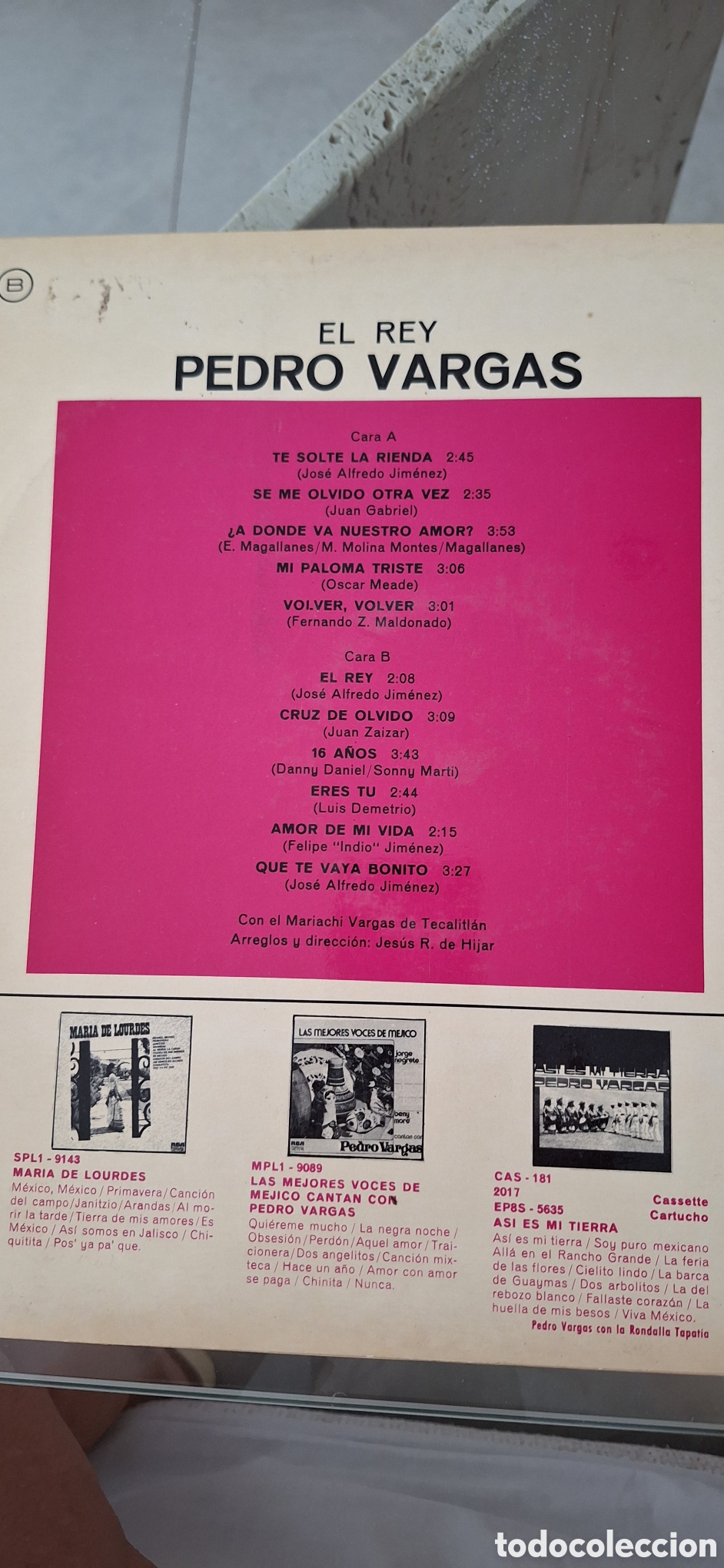 Discos de vinilo: Disco de Vinilo El Rey Pedro Vargas - Foto 2