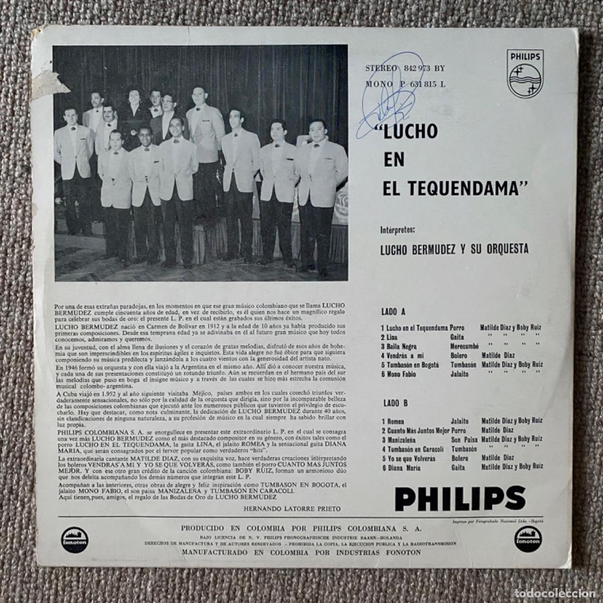 Discos de vinilo: LUCHO BERMUDEZ EN EL TEQUENDAMA - Foto 2
