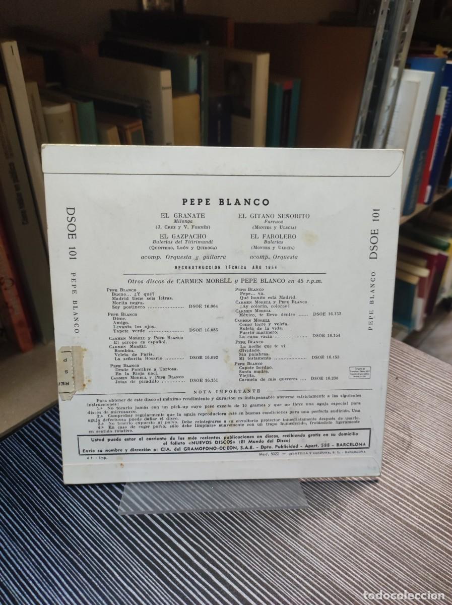Discos de vinilo: Carmen Morell, Pepe Blanco &ndash; El Granate / El Gazpacho / El Gitano Se&ntilde;orito / El Farolero - Foto 2