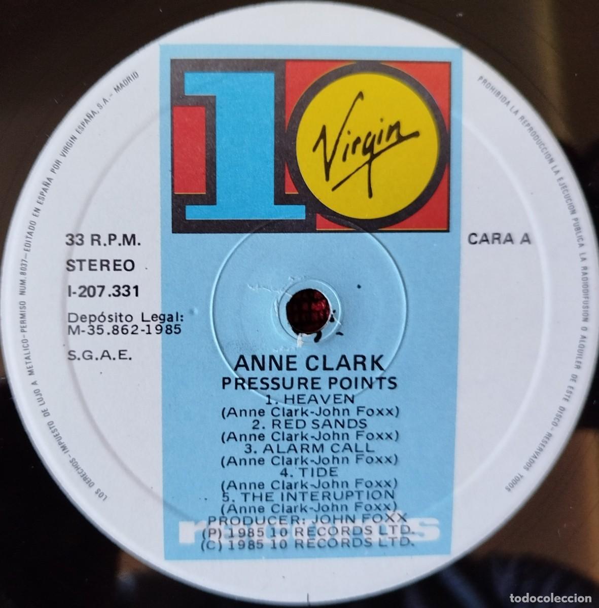 Discos de vinilo: ANNE CLARK ** Pressure Points ** VINILO LP 1985 - Foto 3