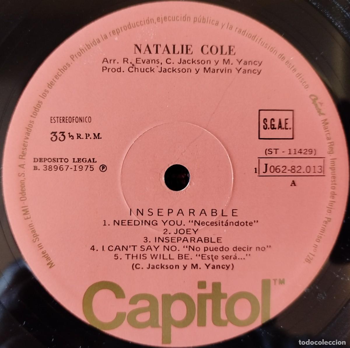 Discos de vinilo: NATALIE COLE ** Inseparable ** VINILO LP 1975 - Foto 3