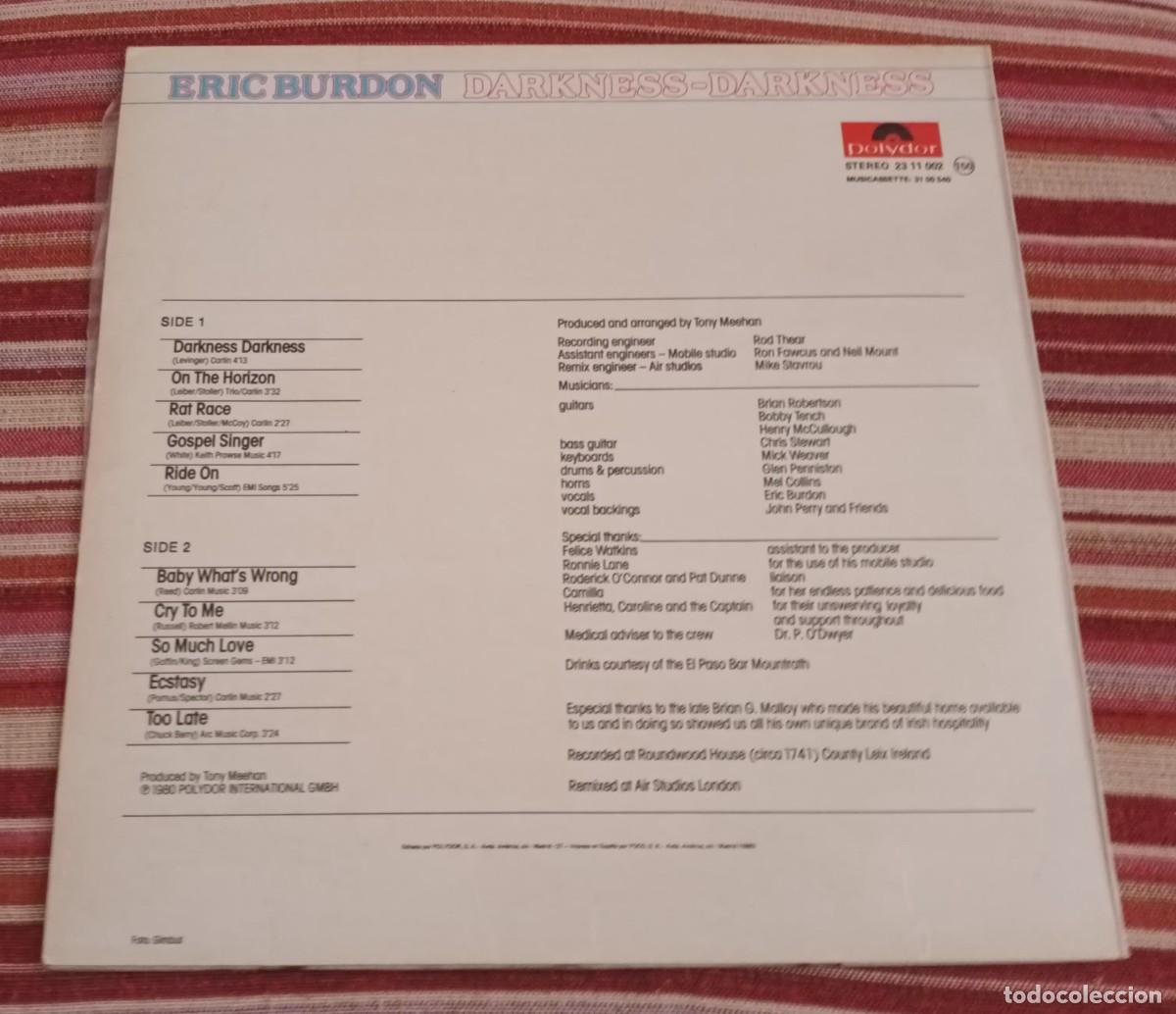Discos de vinilo: ERIC BURDON - DARKNESS, DARKNESS - LP - Foto 2