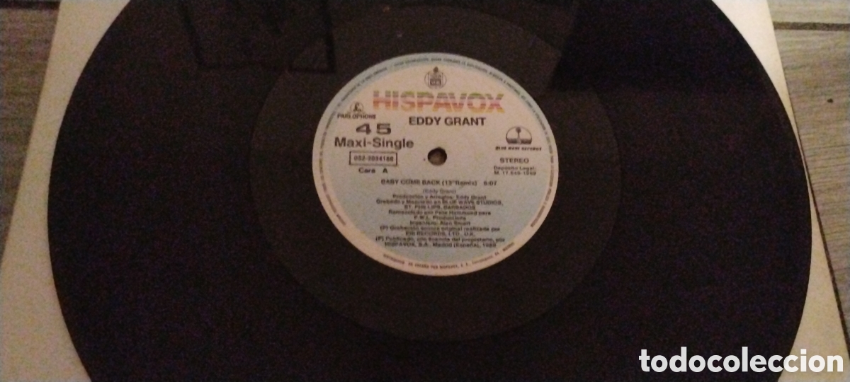 Discos de vinilo: EDDY GRANT-BABY COME BACK-MAXI-HISPAVOX/SPAIN-IB - Foto 1
