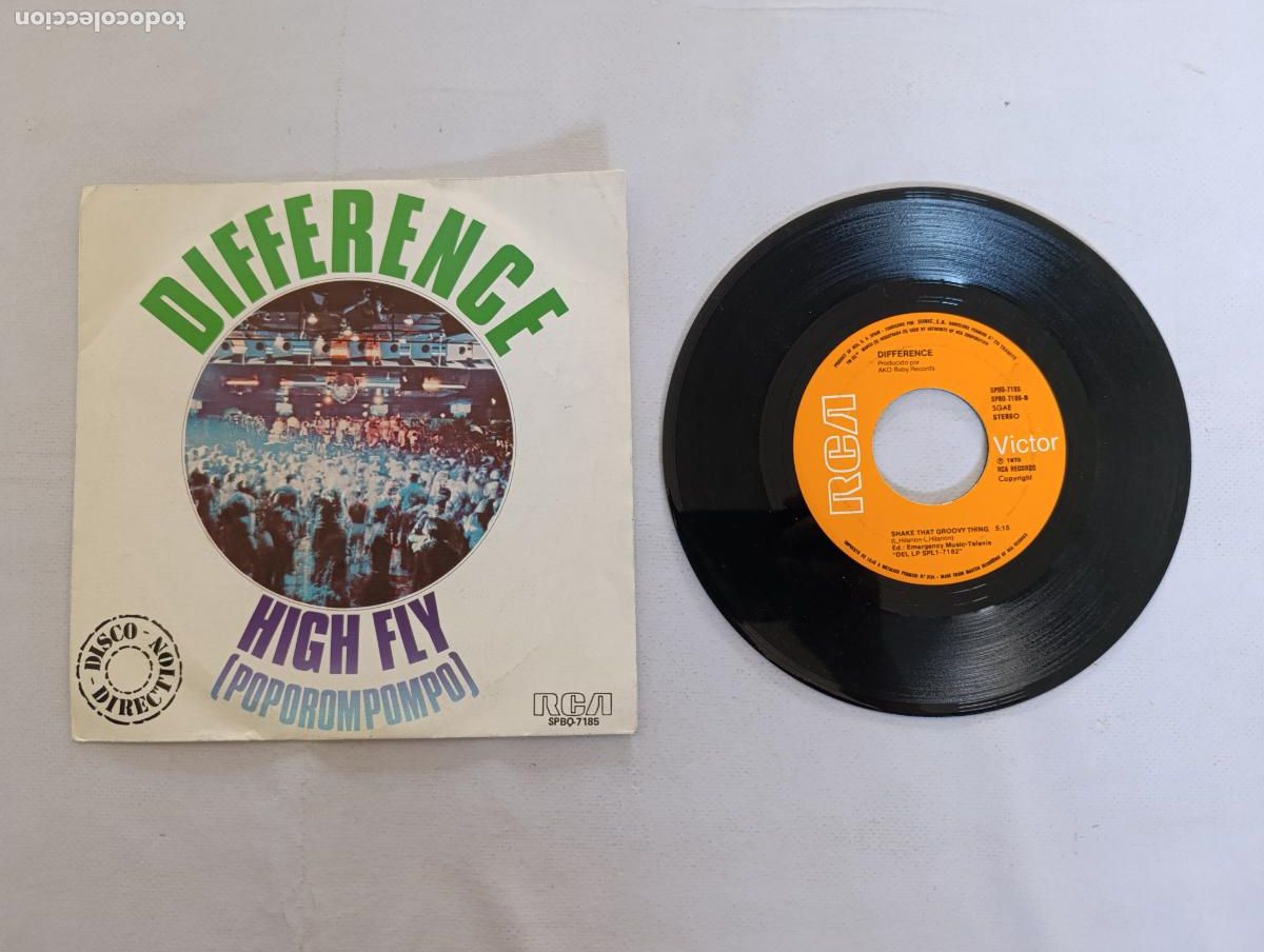 Discos de vinilo: SINGLE DIFFERENCE - HIGH FLY (POPOROMPOMPO) - SHAKE THAT GROOVY THING - DISCO VINILO (B2) - Foto 2