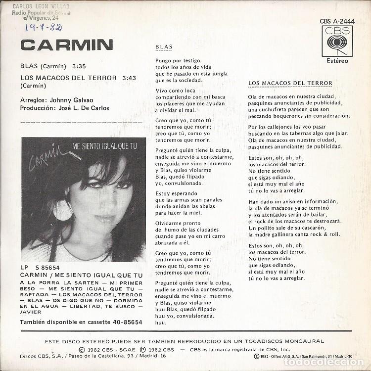 Discos de vinilo: CARMIN &middot;&middot;&middot; Blas - (Single) - Foto 2