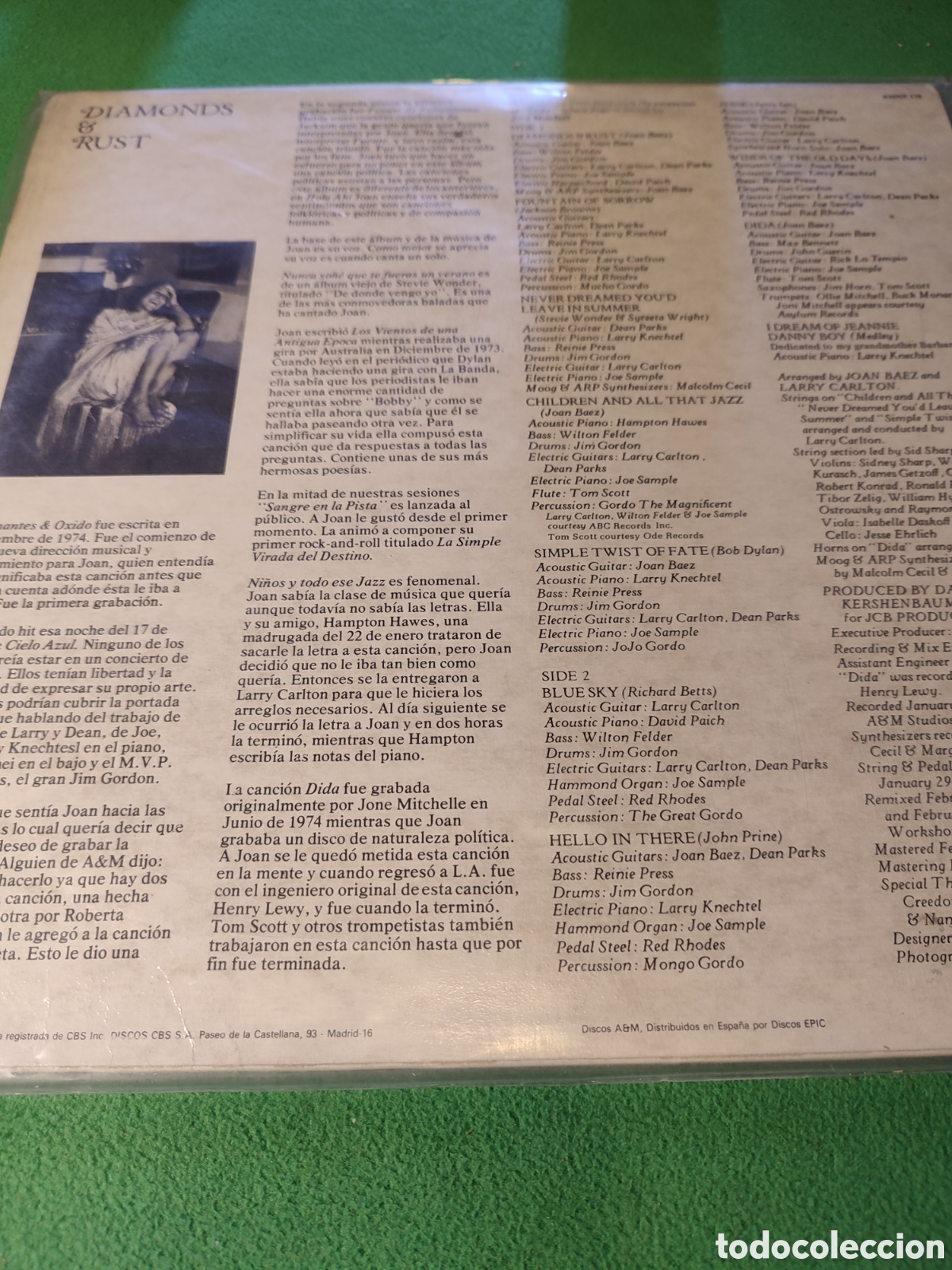 Discos de vinilo: Joan Baez - Diamonds & Rust - Foto 4