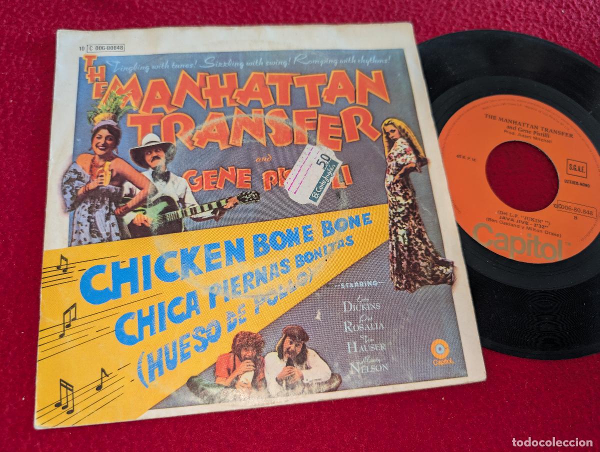 Discos de vinilo: THE MANHATTAN TRANSFER & GENE PISTILLI Chicken bone bone/Java jive 7 SINGLE 1977 ESPA&Ntilde;A SPAIN - Foto 1
