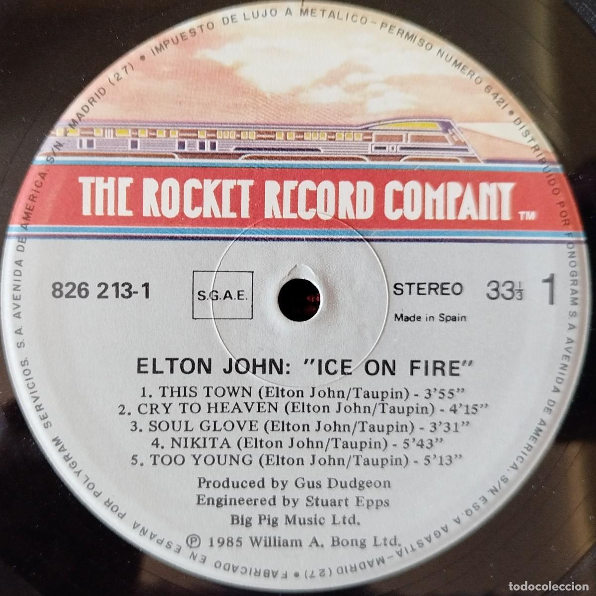 Discos de vinilo: ELTON JOHN ** Ice On Fire ** VINILO LP ORIGINAL 1985 - Foto 3