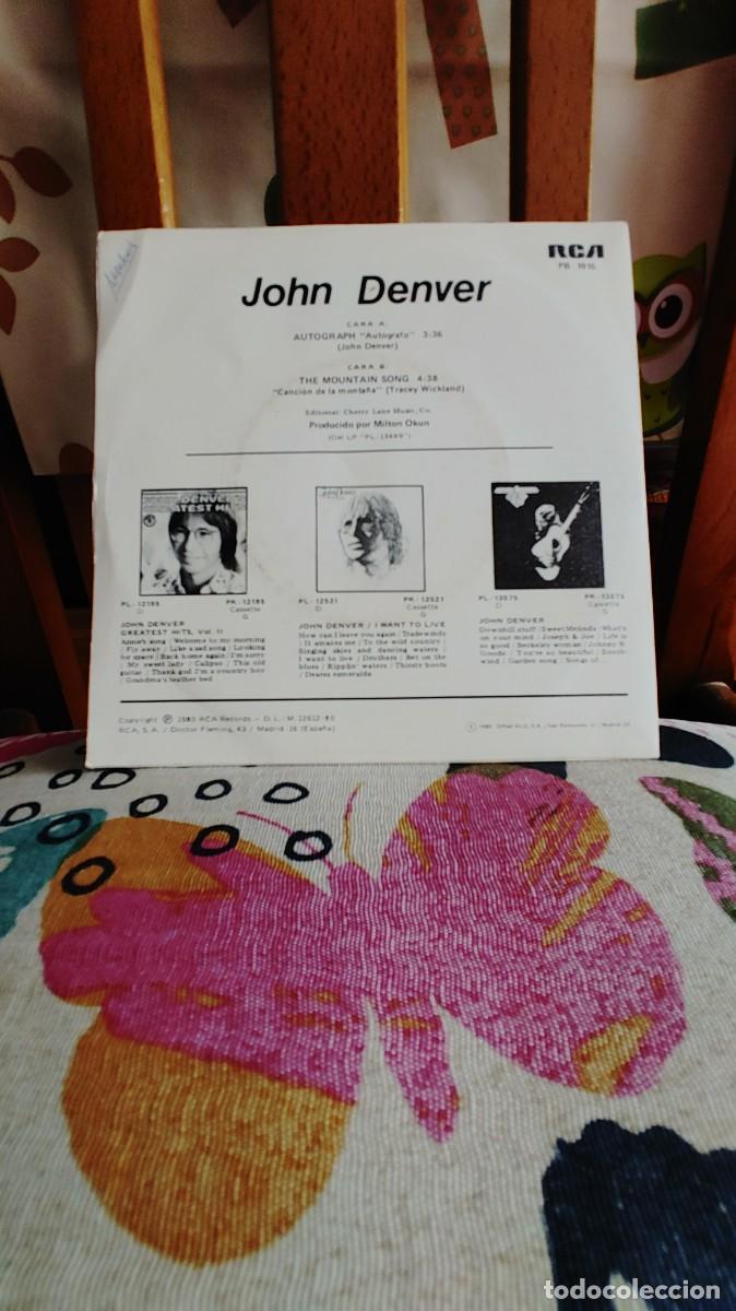 Discos de vinilo: JOHN DENVER-SINGLE AUTOGRAPH - Foto 2