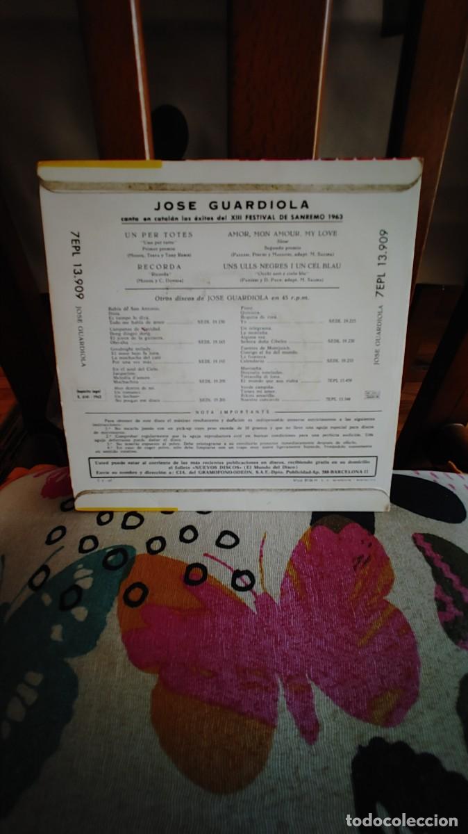 Discos de vinilo: JOSE GUARDIOLA-EP UN PER TOTES +3 - Foto 2
