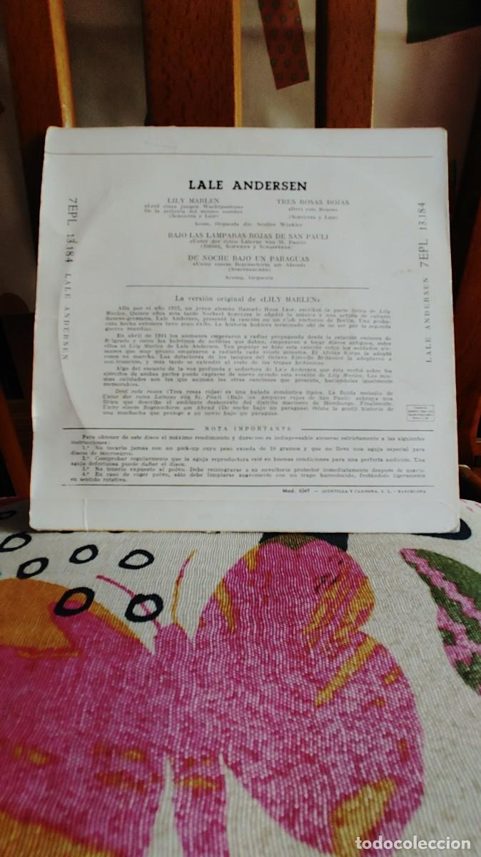 Discos de vinilo: LALE ANDERSEN-EP LILY MARLEN +3 - Foto 2