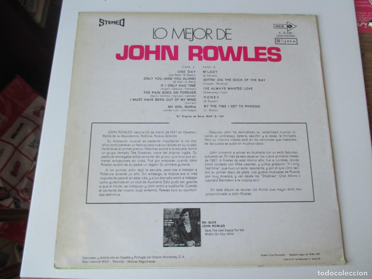 Discos de vinilo: JOHN ROWLES Lo mejor de .... Z317 - Foto 2