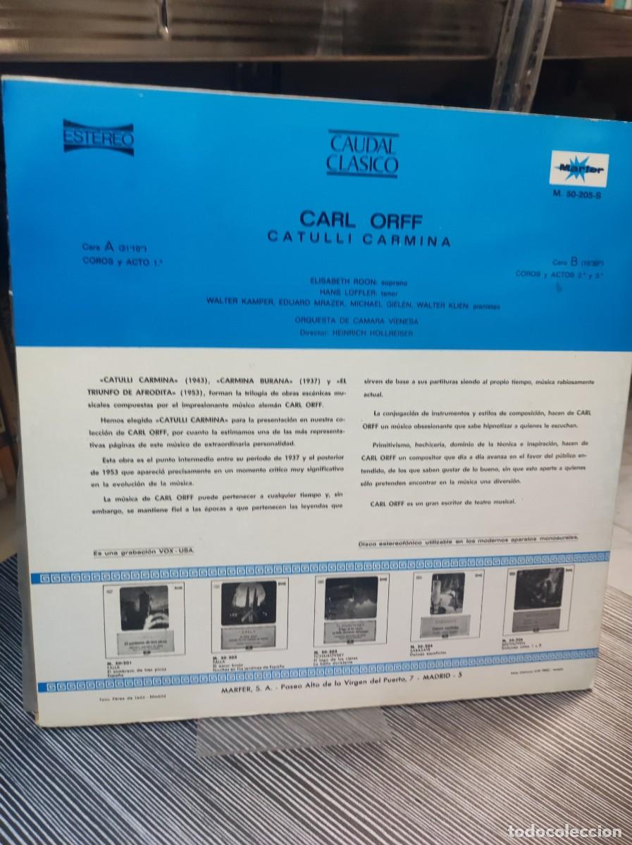 Discos de vinilo: CARL ORFF CATULLI CARMINA - Foto 2