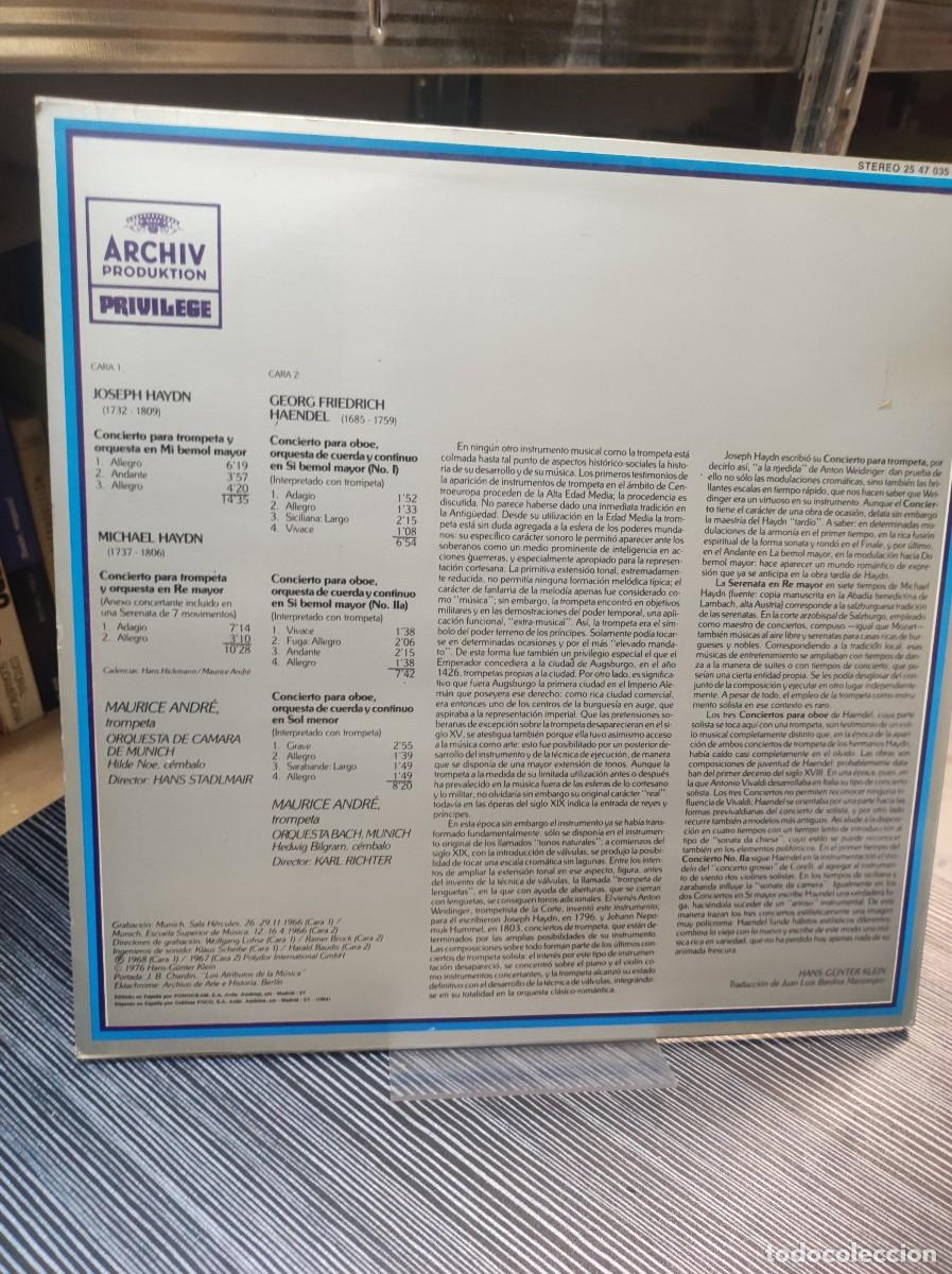 Discos de vinilo: CONCIERTOS PARA TROMPETA MAURICE ANDRE - Foto 2