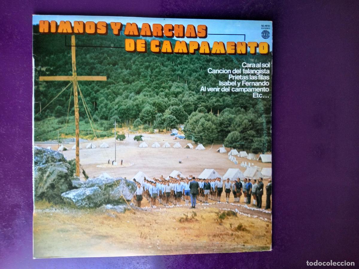 Disques de vinyle: HIMNOS Y MARCHAS DE CAMPAMENTO - LP DOBLON 1981 - CARA AL SOL, PRIETAS LAS FILAS, FALANGE, HIMNO NAC