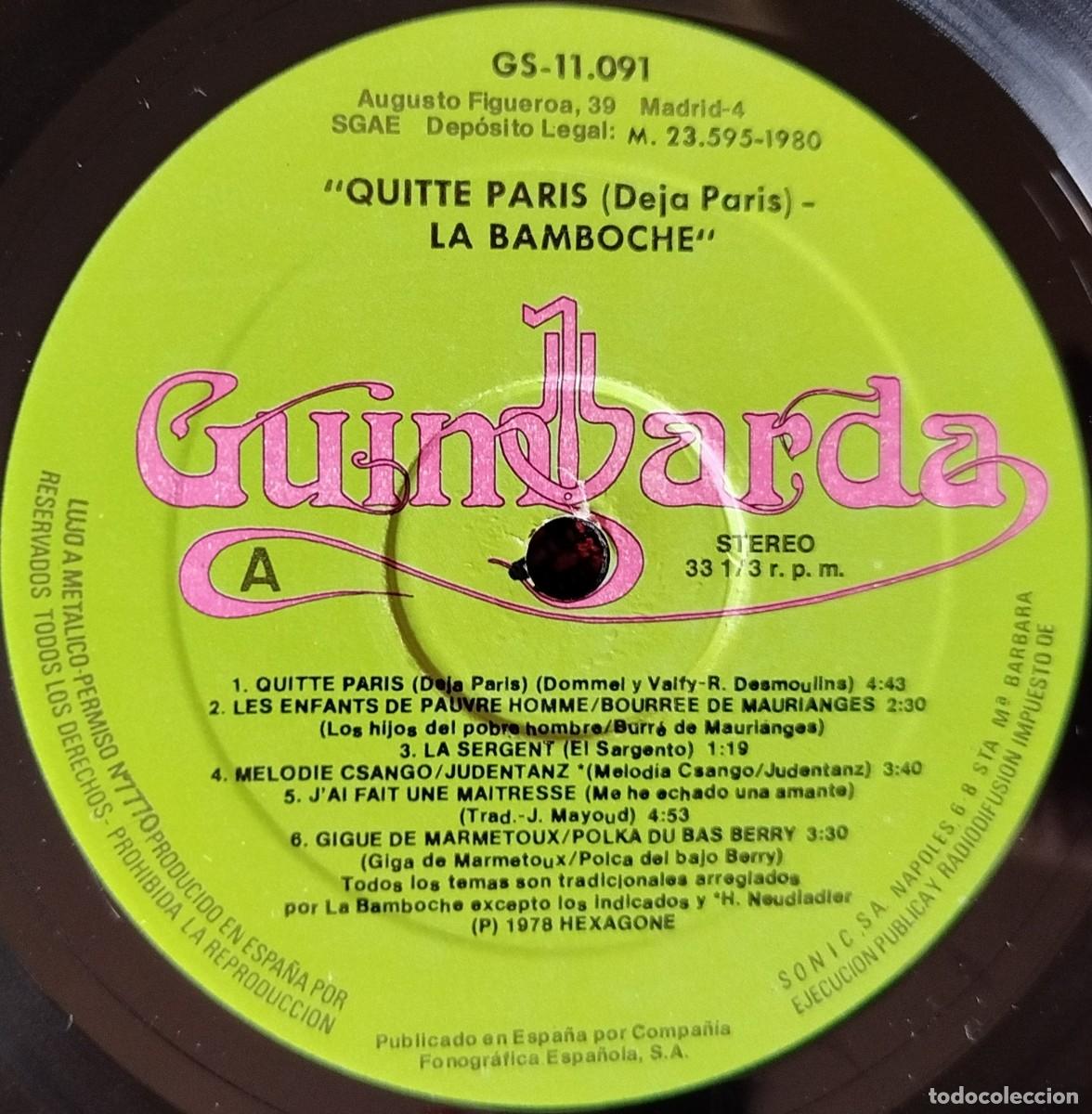 Discos de vinilo: LA BAMBOCHE ** Quitte Paris ** VINILO LP 1980 - Foto 3