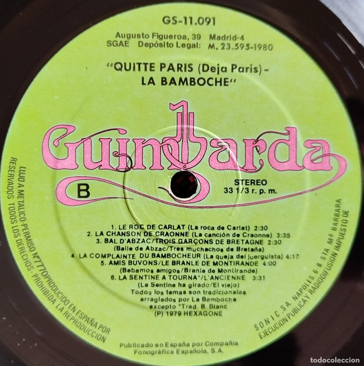 Discos de vinilo: LA BAMBOCHE ** Quitte Paris ** VINILO LP 1980 - Foto 4
