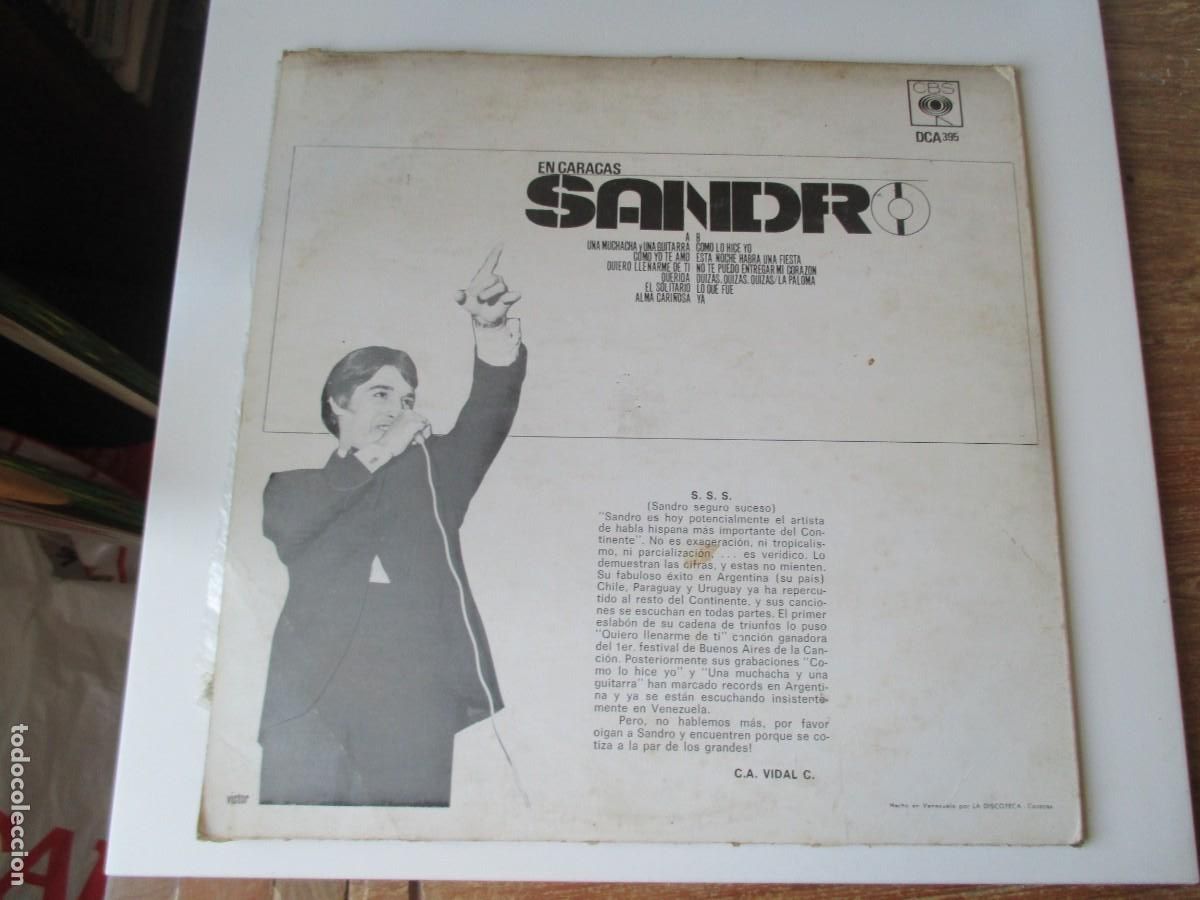 Discos de vinilo: SANDRO EN CARACAS Z383 - Foto 2