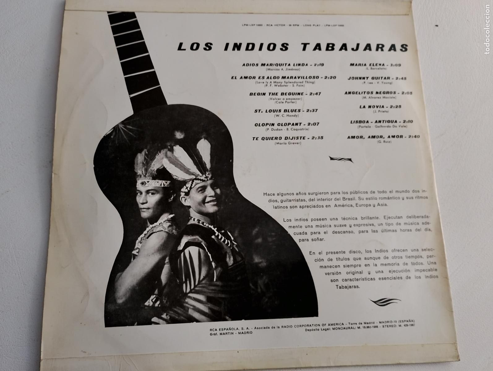 Discos de vinilo: Los Indios Tabajaras &ndash; Los Indios Tabajaras, 1966, ed espa&ntilde;ola, latin - Foto 3