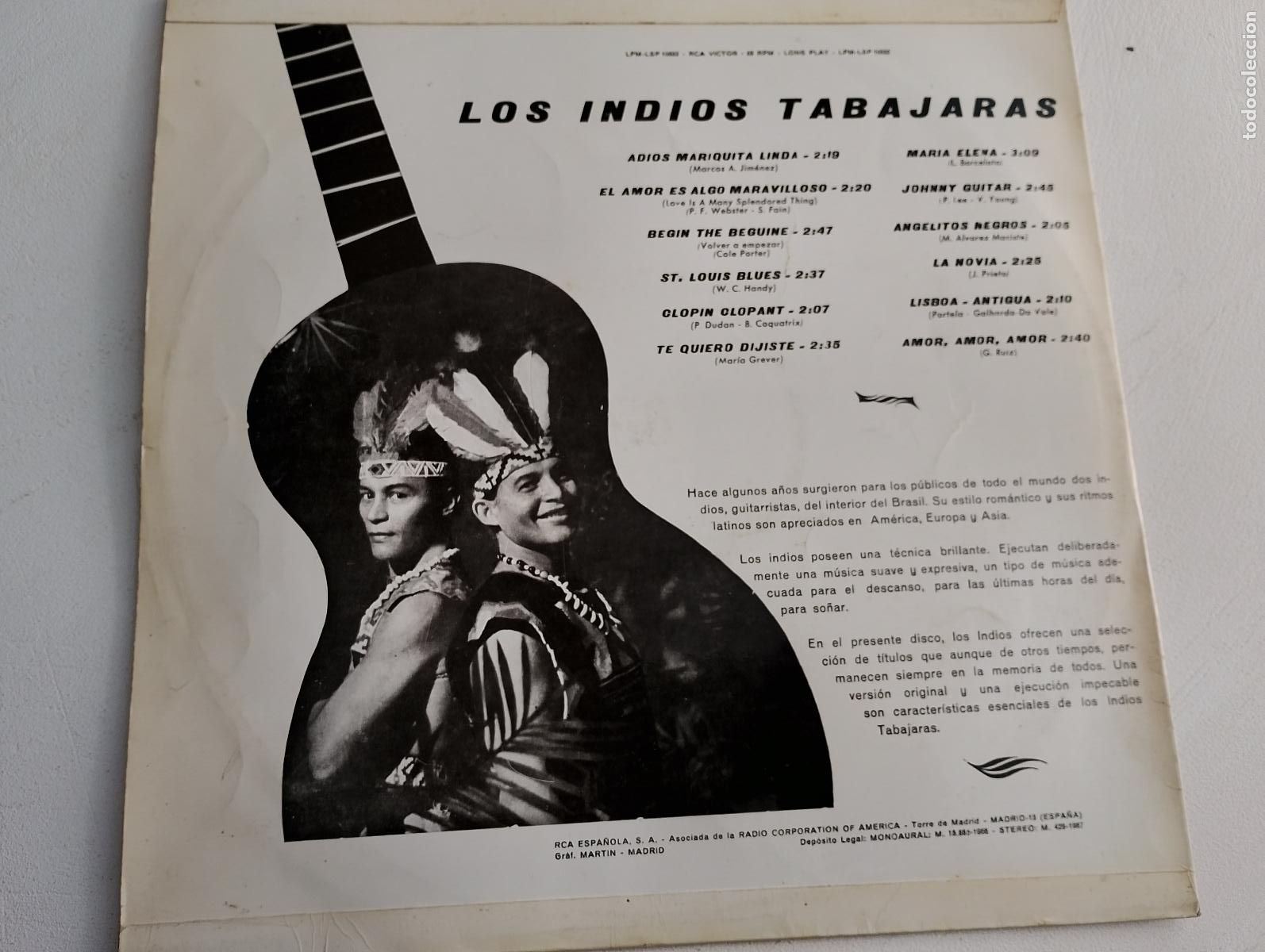 Discos de vinilo: Los Indios Tabajaras &ndash; Los Indios Tabajaras, 1966, ed espa&ntilde;ola, latin - Foto 4