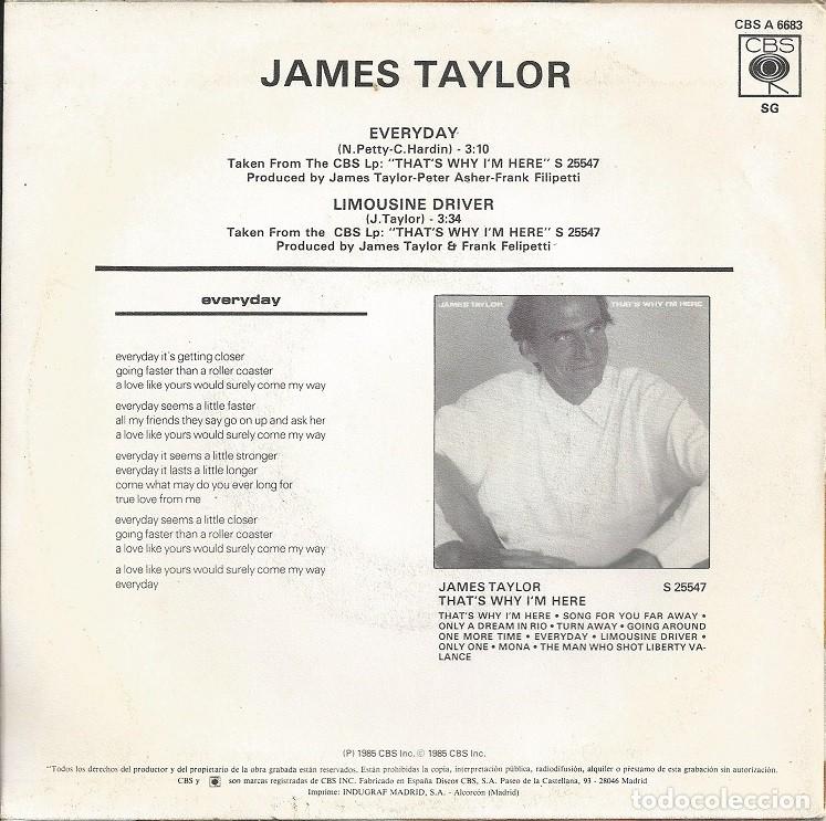 Discos de vinilo: JAMES TAYLOR &middot;&middot;&middot; Everyday / Limousine Driver - (Single) - Foto 2