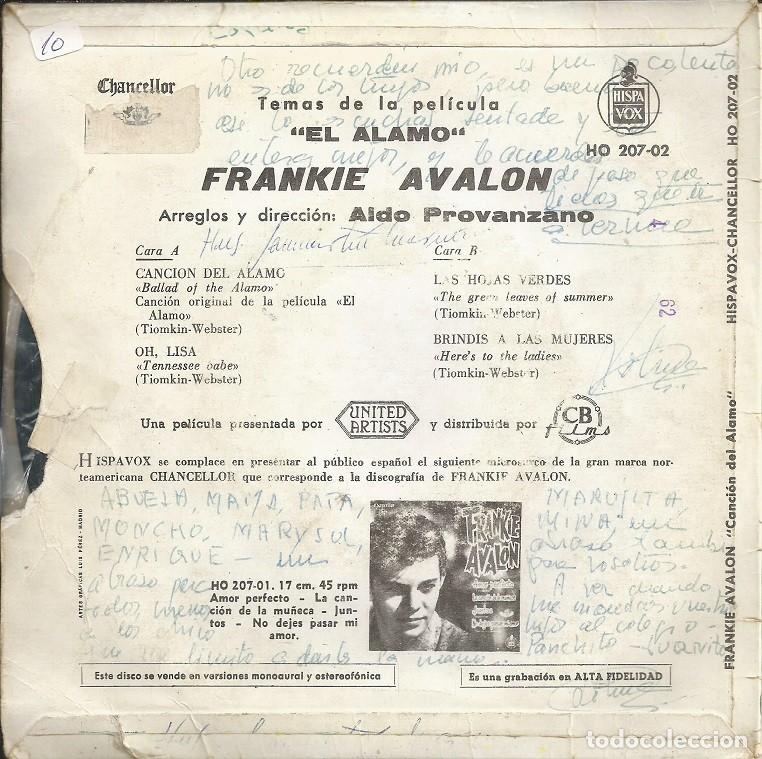 Discos de vinilo: FRANKIE AVALON &middot;&middot;&middot; Temas De La Pel&iacute;cula EL ALAMO - Foto 2