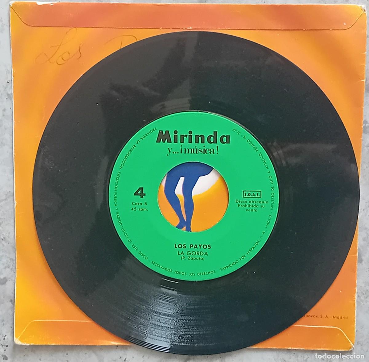 Discos de vinilo: SINGLE MIRINDA. LOS PAYOS : LA SUECA/LA GORDA - Foto 2