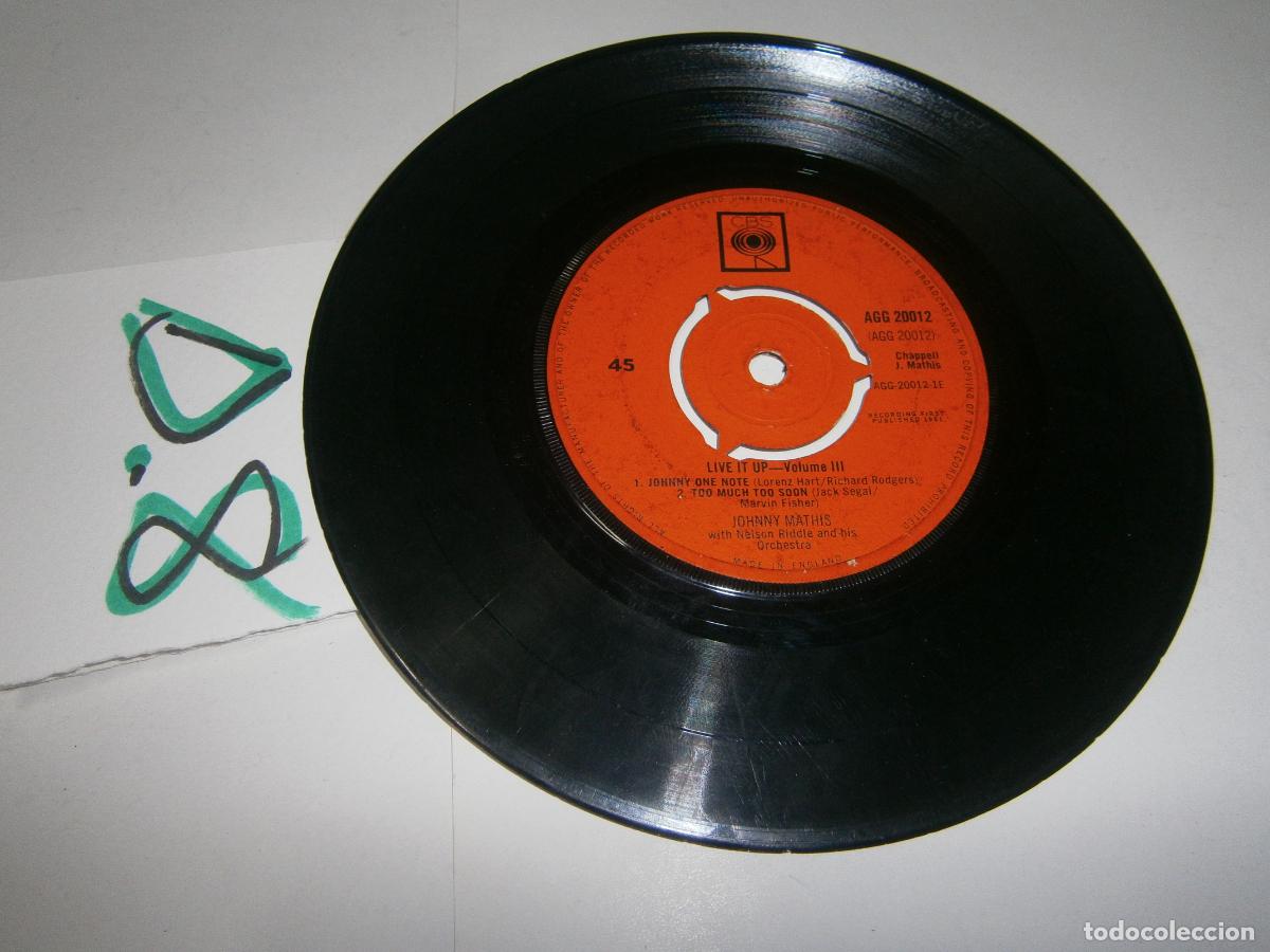 Discos de vinilo: ANTIGUO SINGLES VINILO - JOHNNY MATHIS - Foto 2