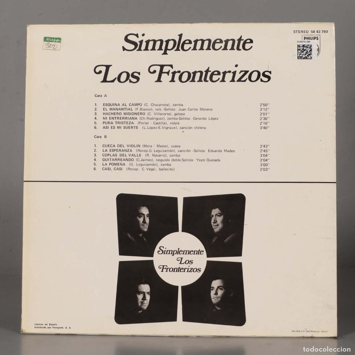 Discos de vinilo: LP. Los Fronterizos &ndash; Simplemente Los Fronterizos - Foto 2