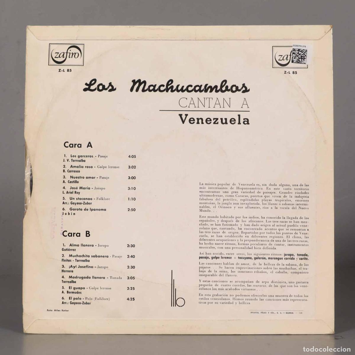 Discos de vinilo: LP. Los Machucambos &ndash; Cantan A Venezuela - Foto 2