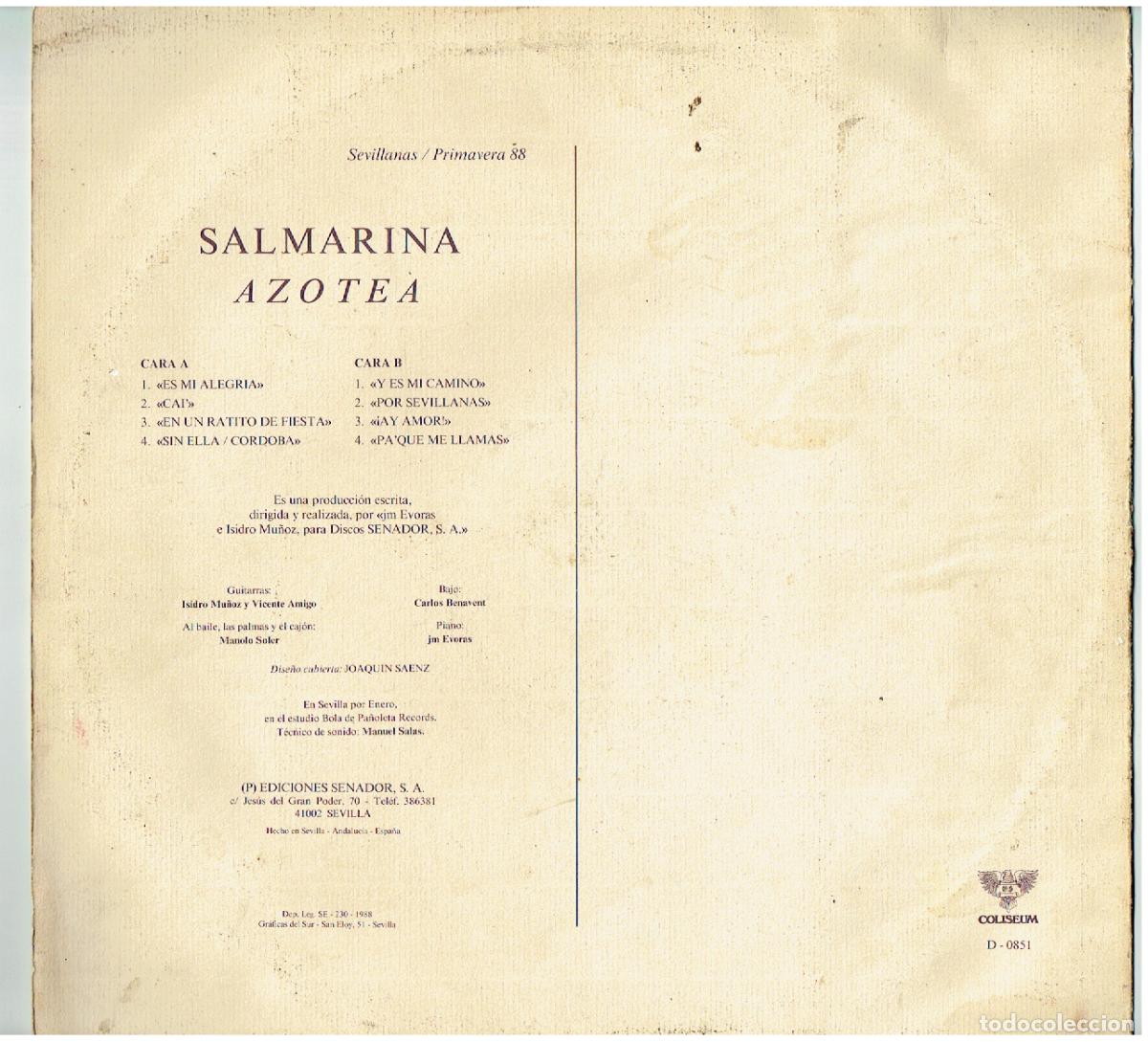 Discos de vinilo: LP. SALMARINA AZOTEA. (B/56) - Foto 2