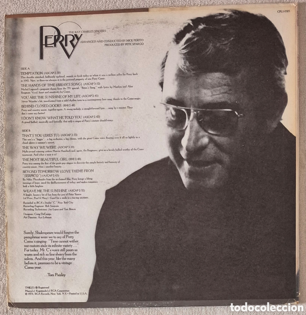 Discos de vinilo: LP - PERRY COMO - PERRY - Foto 2