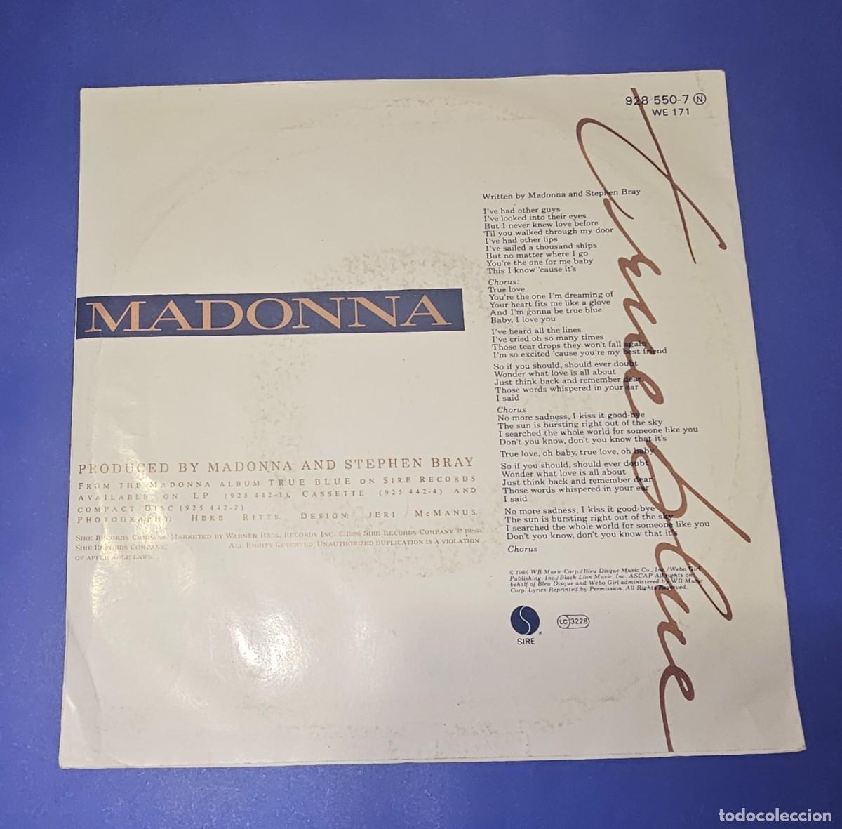 Discos de vinilo: Vinilo 7&rdquo; Madonna - &rdquo;True Blue (Remix/Edit)&rdquo; - Foto 2